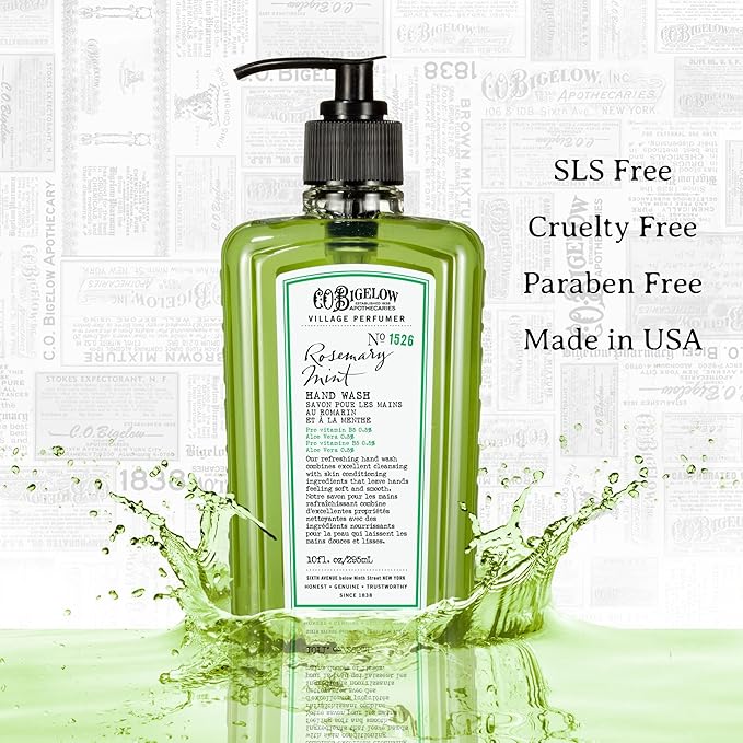 C.O. Bigelow Rosemary Mint Apothecary Duo Hand Care Gift Set, Hand Wash & Body Lotion, Liquid Soap & Moisturizing Lotion, Set of 2, 10 Fl Oz