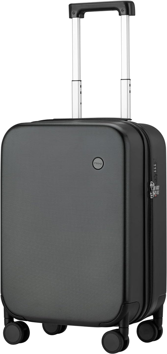 mixi Upgrade Carry on Luggage Suitcases with Spinner Wheels, Hardside Rolling Suitcase PC with TSA Lock Lightweight Travel Case 20in Carry-On, Fine Grid Black