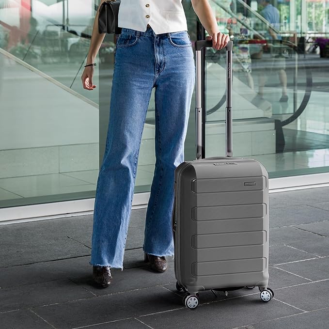 Traveler's Choice Pagosa Indestructible Hardshell Expandable Spinner Luggage, Gray, 26-Inch Medium