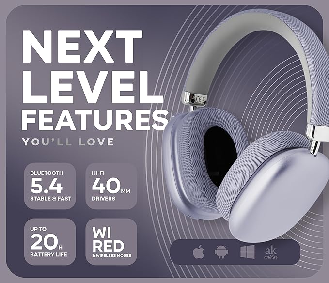 P959 Wireless Gaming Earbuds – Bluetooth 5.3 Stereo Headphones with Mic, Touch Controls, Long Battery, IPX6 Waterproof, Ergonomic for Music, Sports & Travel (Purple)