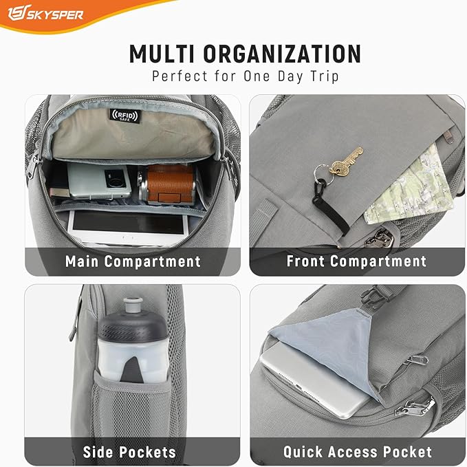 SKYSPER Sling Bag RFID Cross Body Bag Recycled Crossbody Backpack Travel Daypack