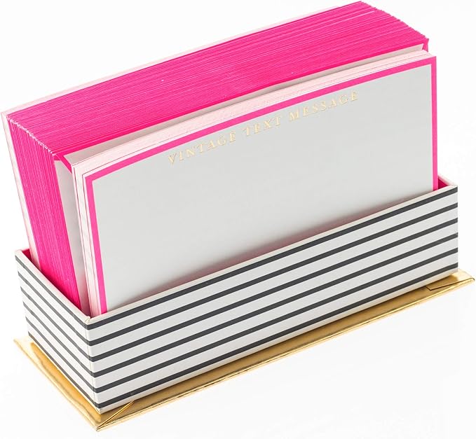 Graphique Vintage Text Flat Notes, "Vintage Text Message" Message – Note Card Stationery Embellished w/ Gold Foil, 50 Note Cards, Matching Envelopes for Thank You Notes and Invitations, 5.625" x 3.5"