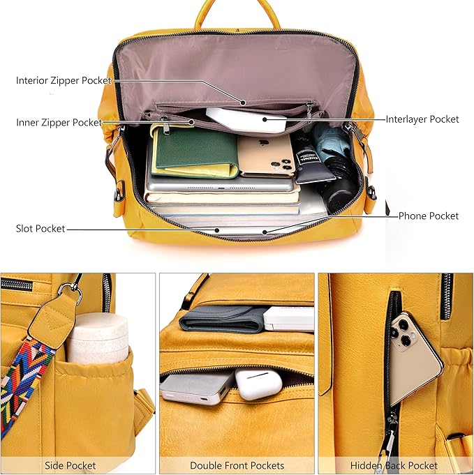 Dora & Liz Womens Backpack Purse Leather Fashion Travel Backpack Purse for Women Designer Ladies Shoulder Bags