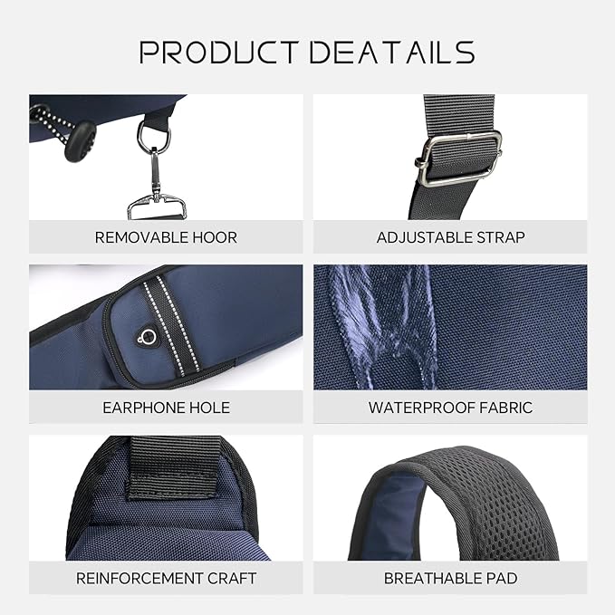 Crossbody Sling Bag Casual Shoulder Hiking Backpack with Convertible Shoulder Strap for Travel Hiking Shopping Leisure Sport