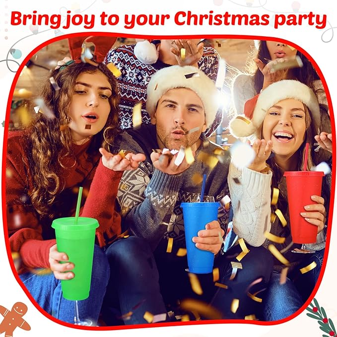 Honeydak 30 Pack Tumbler with Straw and Lid Bulk Glitter Plastic Cups Water Bottle Iced Coffee Travel Mug Reusable Party Favor Cups for Birthdays travel 24-27 oz (Primary Color)