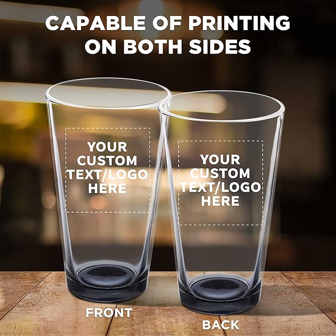 Custom Libbey Pint Glass 16 oz. Set of 50, Personalized Bulk Pack - Beer Glasses, Heavy Duty Drinkware - Black