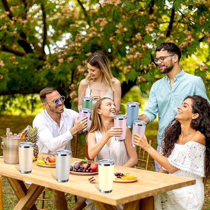 Sieral 36 Packs Stainless Steel Tumbler Bulk with Lid Vacuum Double Wall Insulated Travel Coffee Mug Powder Coated Tumbler Cup for Graduation Wedding Christmas Birthday Party(Matte Color, 20 oz)