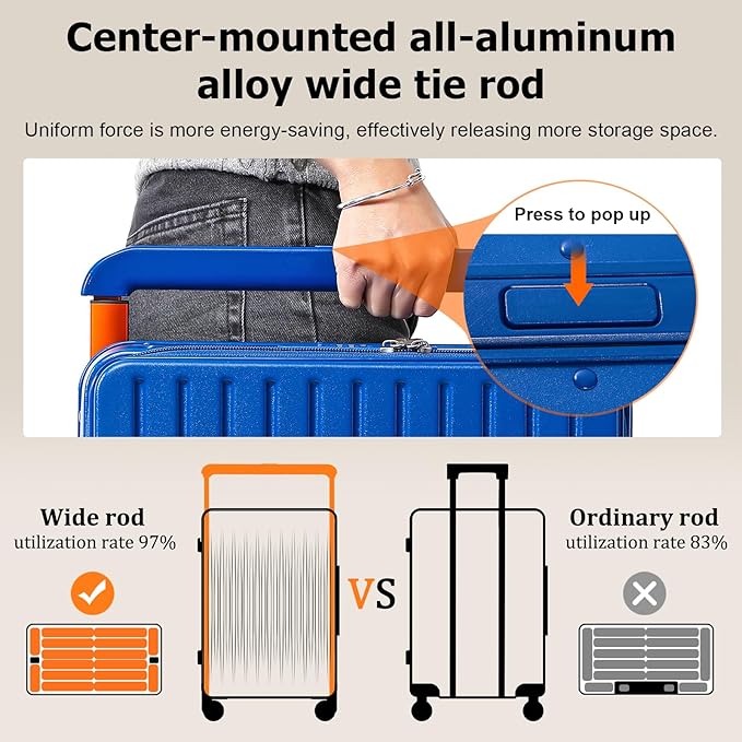 Joyway Hardshell Carry on Luggage with Front Pocket, Lightweight Hardside 20 Inch Suitcase with Spinner Wheels and TSA Lock (Blue, Carry on Luggage-20 Inch)