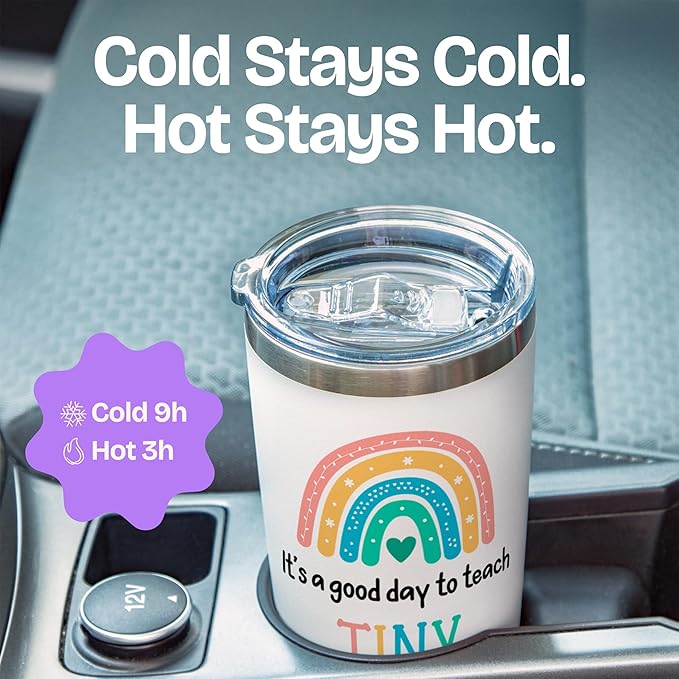 KLUBI Teacher Appreciation Gifts for Women - It's a Good Day To Teach Tiny Humans 20oz White Tumbler Gift for Kindergarten, High School, Pre K, Elementary, Middle and Preschool Teachers Week Present