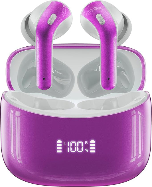 Wireless Earbuds Bluetooth 5.4 60H Playtime in-Ear Headphones with Mic & LED Display, IPX7 Waterproof Earphones for Sports, Workouts & Running