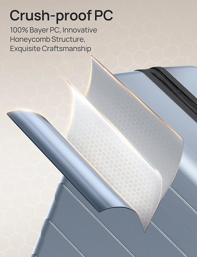 NINETYGO Carry On Luggage 22x14x9 Airline Approved, 20 Inch Luggage with Smooth Spinner Wheels, Expandable, Hard Shell PC Suitcase, Lightweight Travel Luggage, TSA Approved (Shadow, Rhine Max)