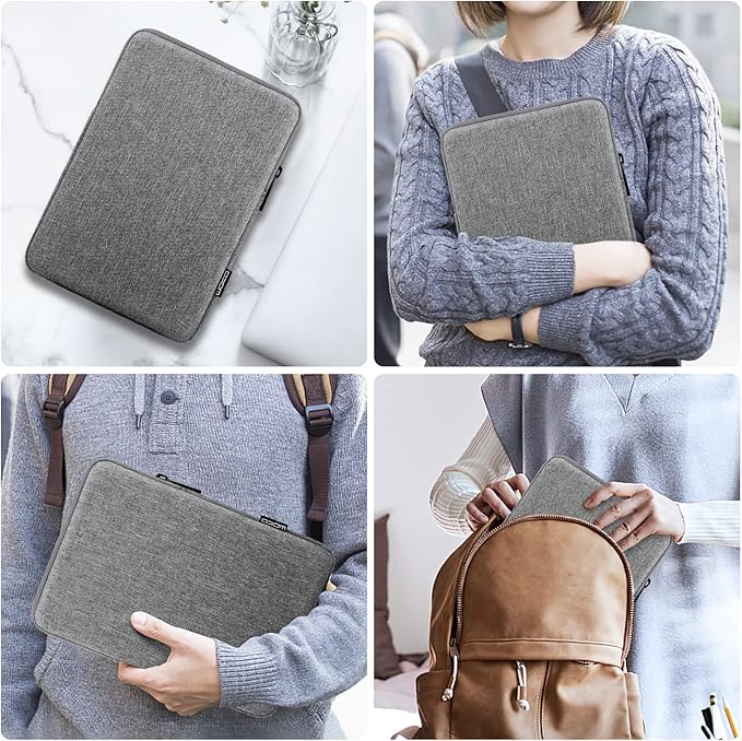 MoKo 12.9 Inch Tablet Sleeve Fits 13 Inch New iPad Pro M4 & Air M2 2024,iPad Pro 12.9 M2&M1,Galaxy Tab S8+/S9+ 12.4,Polyester Bag Fit with Apple Pencil or Smart Keyboard, Light Gray