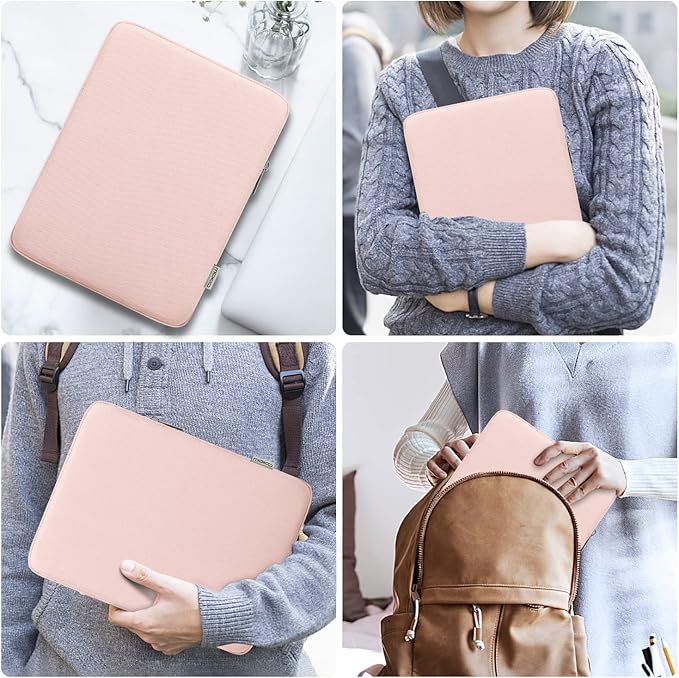 MoKo 7-8 Inch Tablet Sleeve Bag, Polyester Pouch Cover Case Fits iPad mini (A17 Pro) 8.3" 2024, iPad mini 6/5/4/3/2/1, Samsung Galaxy Tab S2 8.0, Tab A 8.0, ZenPad Z8s 7.9,Pink