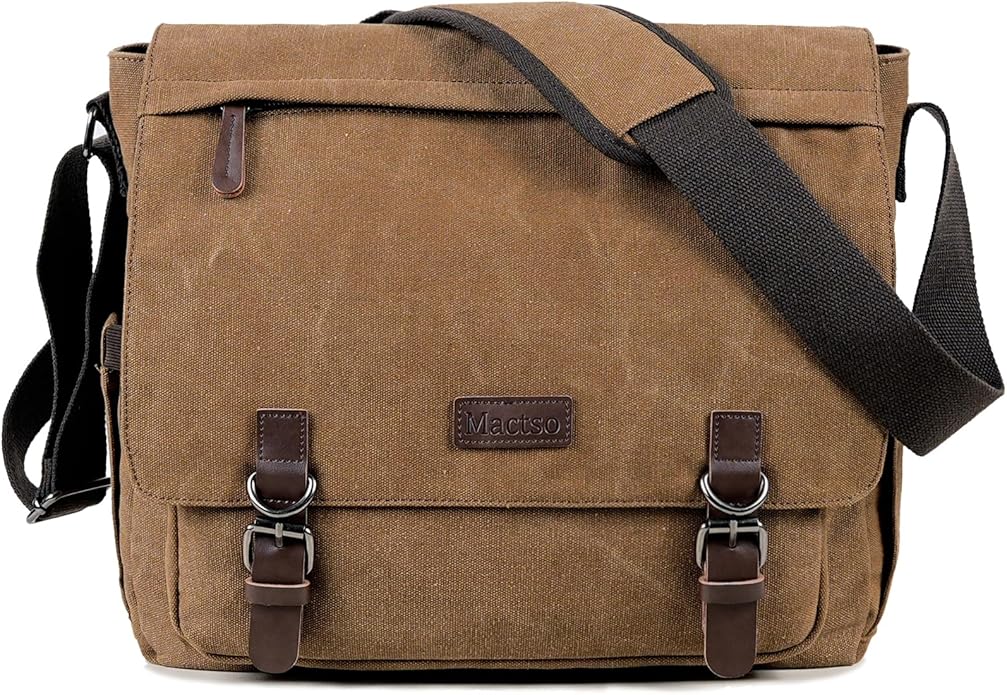 Canvas Messenger Bag for Men Women,Travel Satchel Shoulder bag 15.6 Inch Laptop Bag briefcase Business