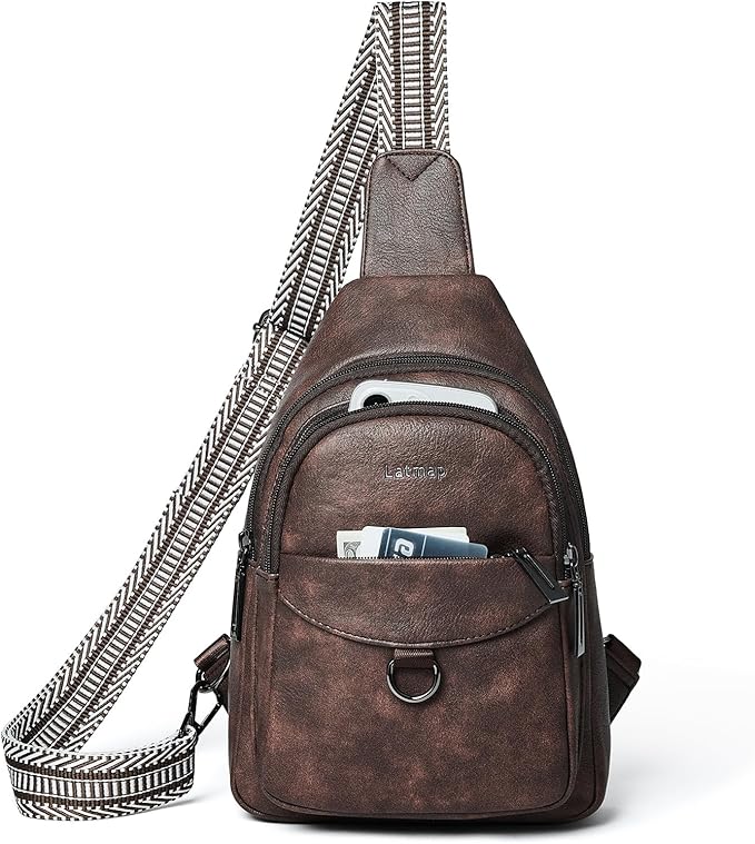 7L Sling Bag for Women Men Crossbody Belt Bag Small Travel Sling Backpack Anti Theft Chest Daypack Purse Faux Leather