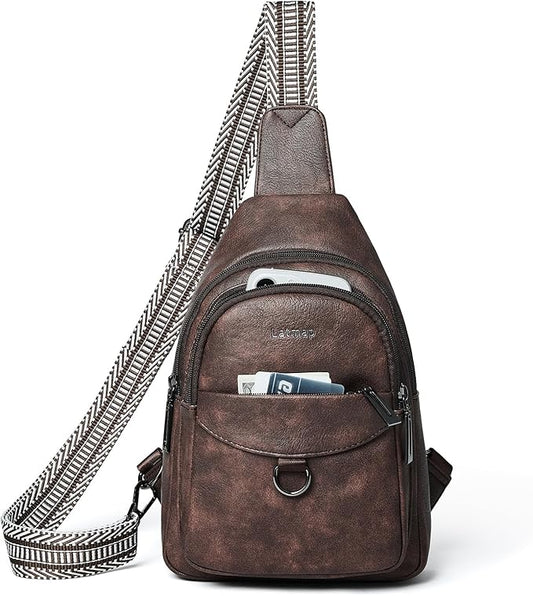 7L Sling Bag for Women Men Crossbody Belt Bag Small Travel Sling Backpack Anti Theft Chest Daypack Purse Faux Leather