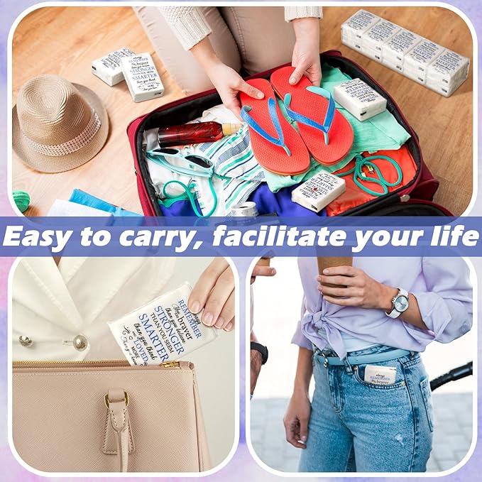 Travel Tissue Packs Bulk Inspirational Pocket Travel Packs Appreciation Individual Tissue for Toilet Wedding Party Daily Use Swag Bag Stuffers Self Care Items Bulk(120 Pcs)