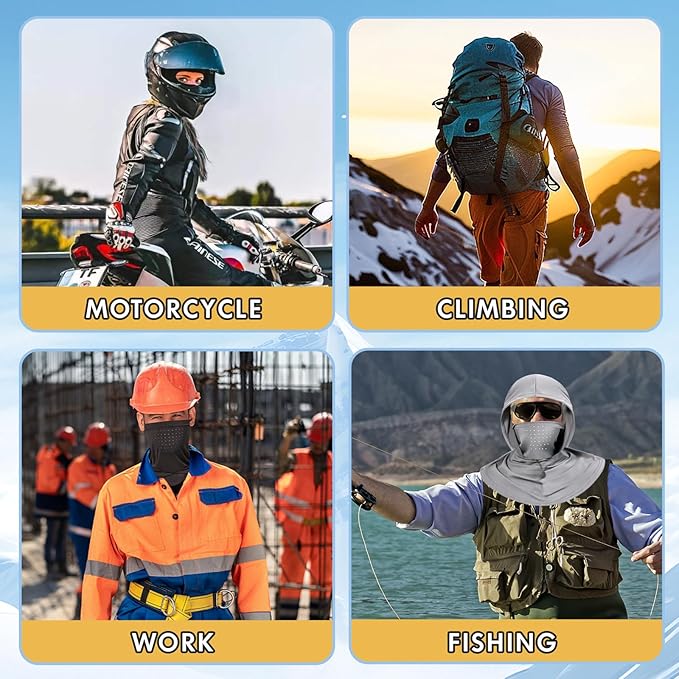 3 Pack Summer Balaclava Sun UV Protection Hood Breathable Full Head Mask Face Cover for Men Women Motorcycle Cycling Fishing