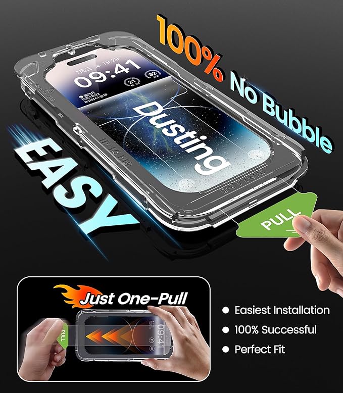 iGluz 4 Pack for iPhone 14 Pro Screen Protector with 2-Pack Camera Lens Protector[99.99%HD Clear][9H Tempered Glass][Bubble Free][Easy Installation][Smooth Touch][Anti-fingerprint],4+2 Dual Protection