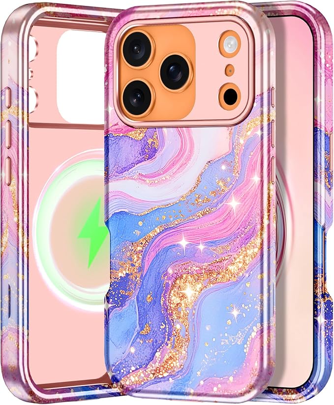 Btscase for iPhone 17 Pro Case [Compatible with Magsafe] [Military-Grade Drop Protection] Slim Anti-Scratch Smooth Touch TPU Bumper Shockproof Magnetic Phone Case for Women Girls Men, Pink