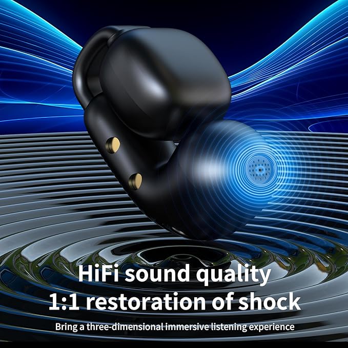 Open Ear Earbuds,Bluetooth 5.4Wireless Headphones,Lightweight Comfort Clip-On Earbuds with Mic for Clear Calls,36H Playtime,Touch Control,IPX5 Waterproof,Fit for Running Cycling Glasses Wearers