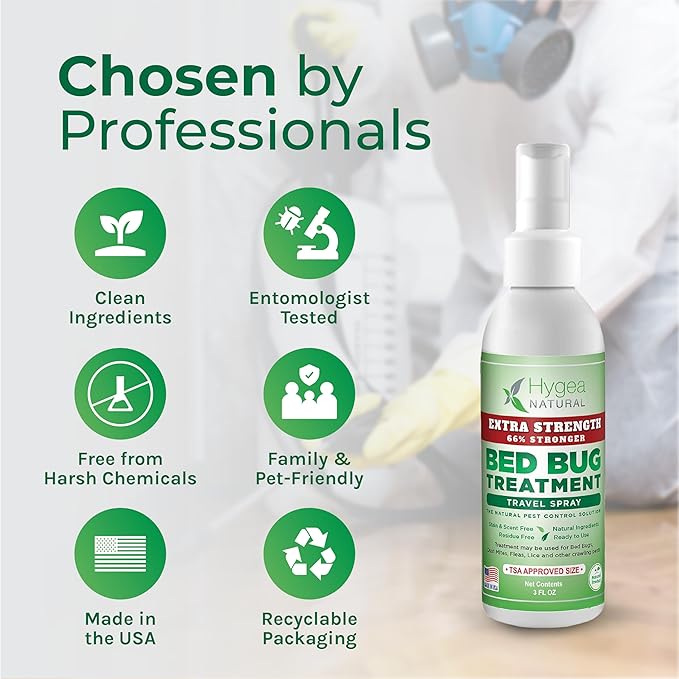 Extra Strength Bed Bug & Mite Natural Travel Spray - TSA Approved 3 oz Size - Child & Pet Friendly - Stain & Odor Free - for Hotel, Suitcase, Backpack - 66% Stronger Formula (3 pack)