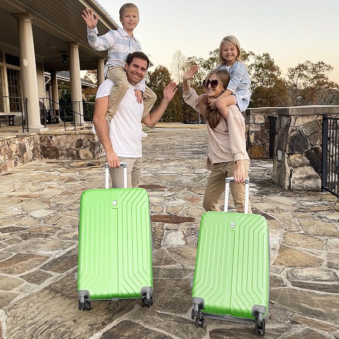 AnyZip Expandable Luggage, 24 Inch Hard Shell Checked Suitcase, Rolling Lightweight Travel Suitcases with Wheels TSA Lock (LightGreen)