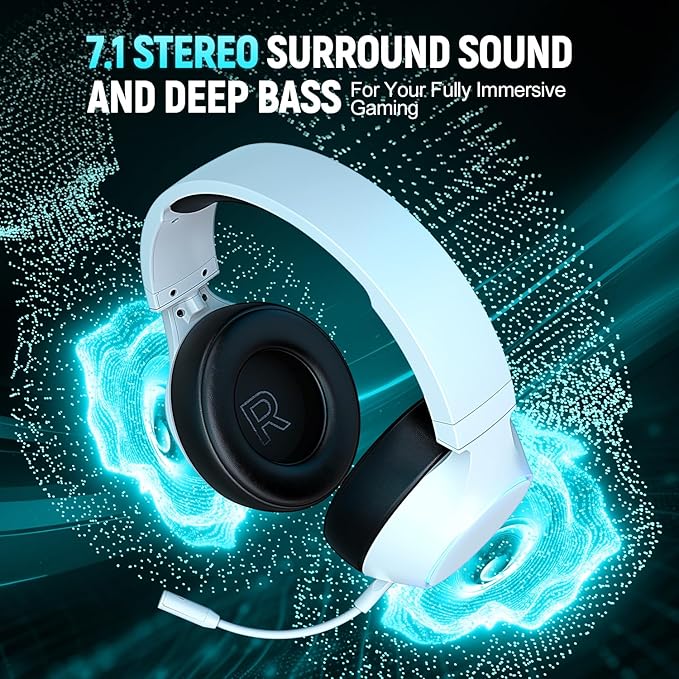 TA4000 2.4GHz/Bluetooth 5.3 Wireless Gaming Headset for PC, PS5, PS4 – Over-Ear Headphones with ENC Mic, 60H Playtime, 3.5mm Wired Mode, Compatible with Switch, Mac, Mobile & Controller