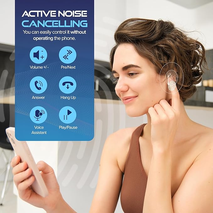 Wireless Earbuds,Bluetooth 5.3 in Ear Headphones with Noise Cancelling Mic, 42H Playtime HiFi Stereo Bluetooth Earphones, IPX7 Waterproof Touch Control True Wireless Headphones for iPhone/Android/IOS