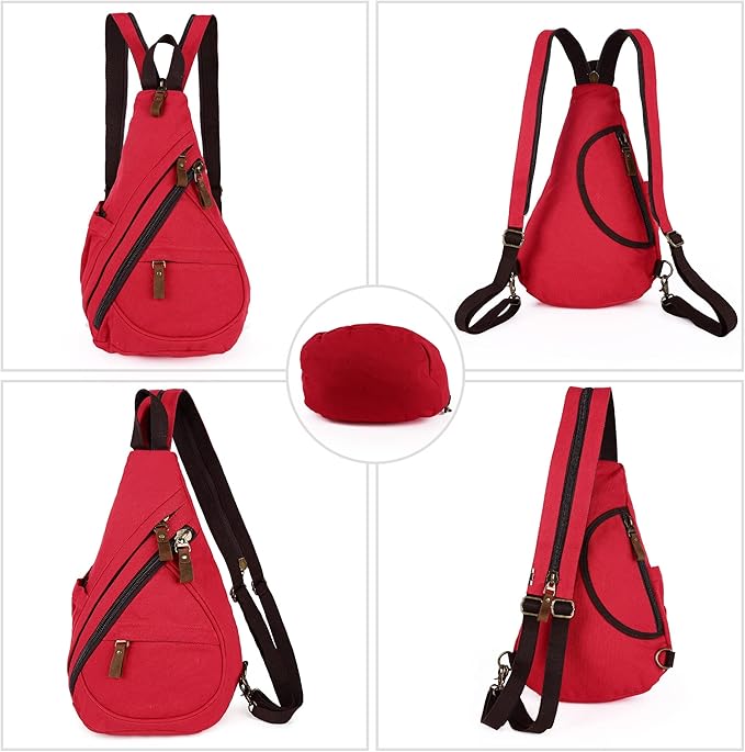 HuxFam Sling Bags for Women Backpack Purse Canvas Crossbody Bags for Women Small Travel Hiking Daypack