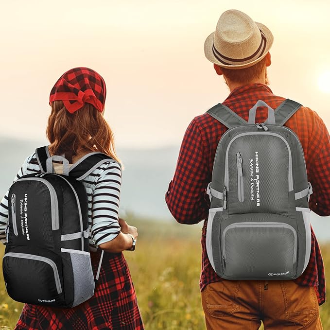 ZOMAKE Lightweight Packable Backpack, 35L Light Foldable Hiking Backpacks Water Resistant Collapsible Daypack for Travel(Black)