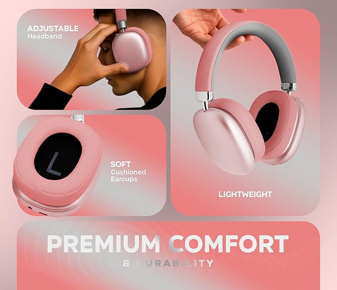 P959 Wireless Gaming Earbuds – Bluetooth 5.3 Stereo Headphones with Mic, Touch Controls, Long Battery, IPX6 Waterproof, Ergonomic for Music, Sports & Travel (Pink)