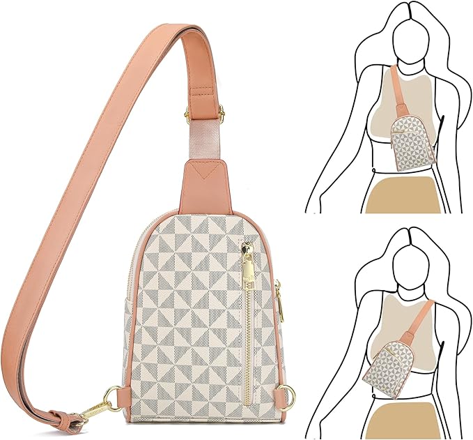 INICAT RFID Blocking Sling Bag Leather Crossbody Bags for Women Fanny Pack Cross Body for Woman Chest Bag for Travel 1.9L