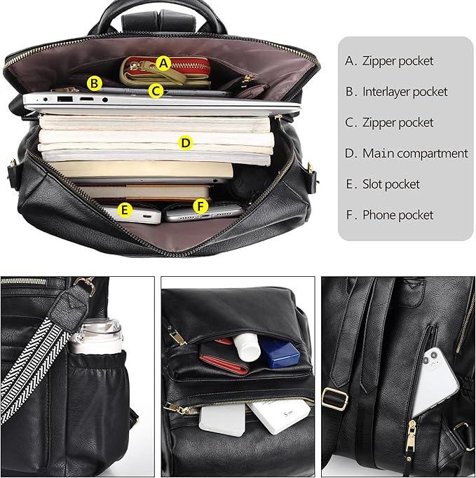 Dora & Liz Womens Backpack Purse Leather Fashion Travel Backpack Purse for Women Designer Ladies Shoulder Bags with Wristlet