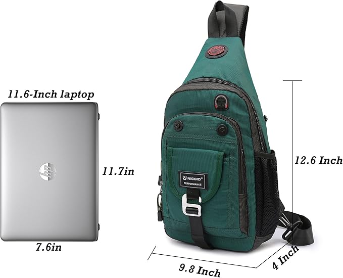 NICGID Sling Bag Chest Shoulder Backpack Crossbody Bags for Tablet Laptop Outdoor Hiking Men Women