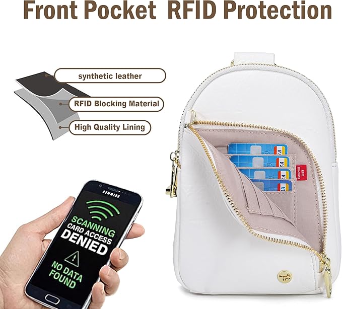 INICAT RFID Blocking Sling Bag Leather Crossbody Bags for Women Fanny Pack Cross Body for Woman Chest Bag for Travel 1.9L