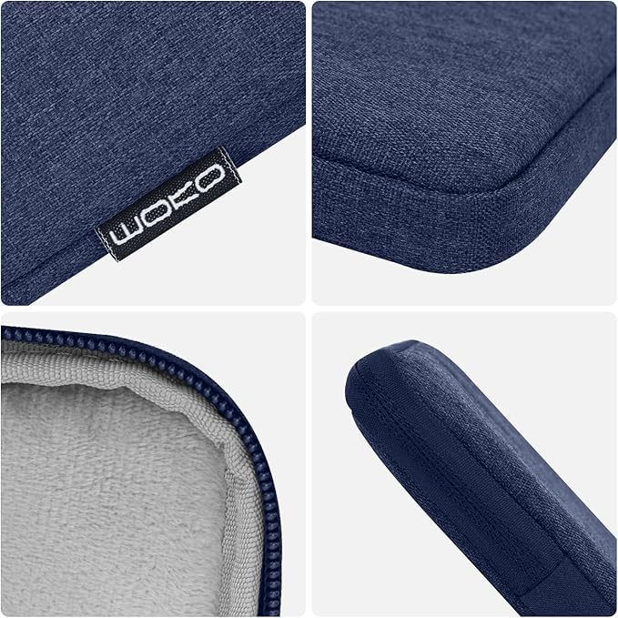 MoKo 12.9 Inch Laptop Sleeve Case Fits 13 Inch New iPad Pro M4 & Air M2 2024, iPad Pro 12.9 M2&M1, Galaxy Tab S8+/S9+ 12.4, Polyester Bag Fit with Apple Pencil or Smart Keyboard, Navy Blue