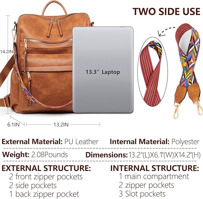 Dora & Liz Womens Backpack Purse Leather Fashion Travel Backpack Purse for Women Designer Ladies Shoulder Bags