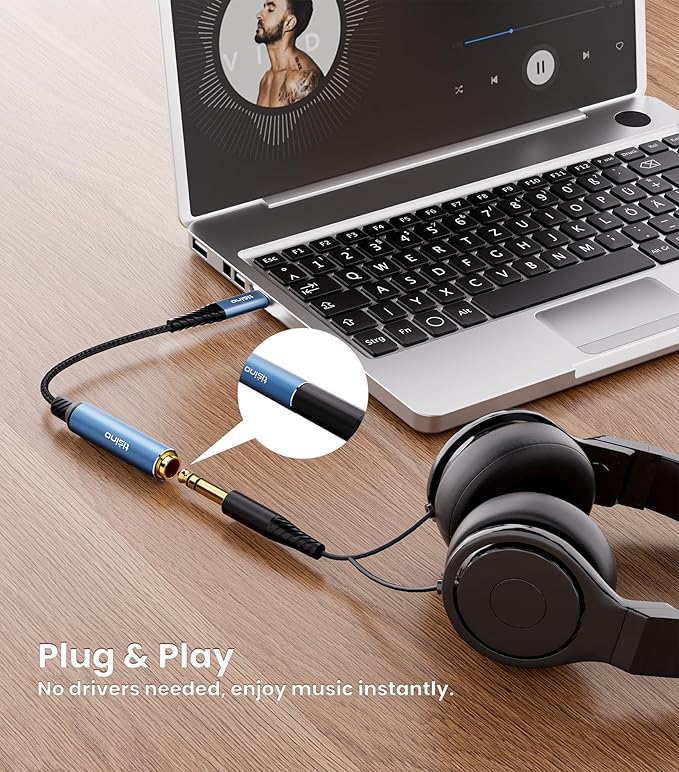 Tisino USB C to 1/4" Headphone Adapter-3.3FT, 384kHz/32bit USB C to 6.35mm TRS Stereo Jack Adapter Cable for Samrtphone, Laptop, Amplifiers, Mixers, Home Theater, 6.35mm Headphones