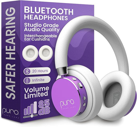 Puro Sound Labs BT2200 Plus Kids Bluetooth Headphones – Volume-Limiting 85dB, Studio-Grade Audio, Over-Ear & Comfy Design, 20-Hour Battery Life, Easy to Connect Wireless Headphones for Kids, Purple