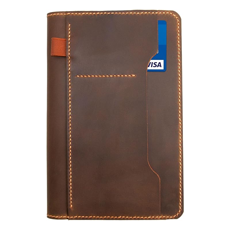 Genuine Leather Notebook Notepad Cover for TOPS The Legal Pad Writing Pads Docket 5" x 8" Cover, retro real leather portfolio folder cover organizer (Brown)