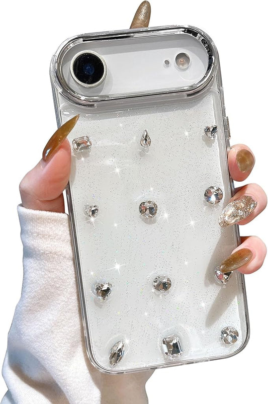 EYZUTAK Case for iPhone Air, Bling Glitter 3D Diamond Phone Case Cute Sparkly Crystal Clear Aesthetic Design Cover Slim Soft Durable TPU Transparent Protective Cover for Women Girls - Crystal