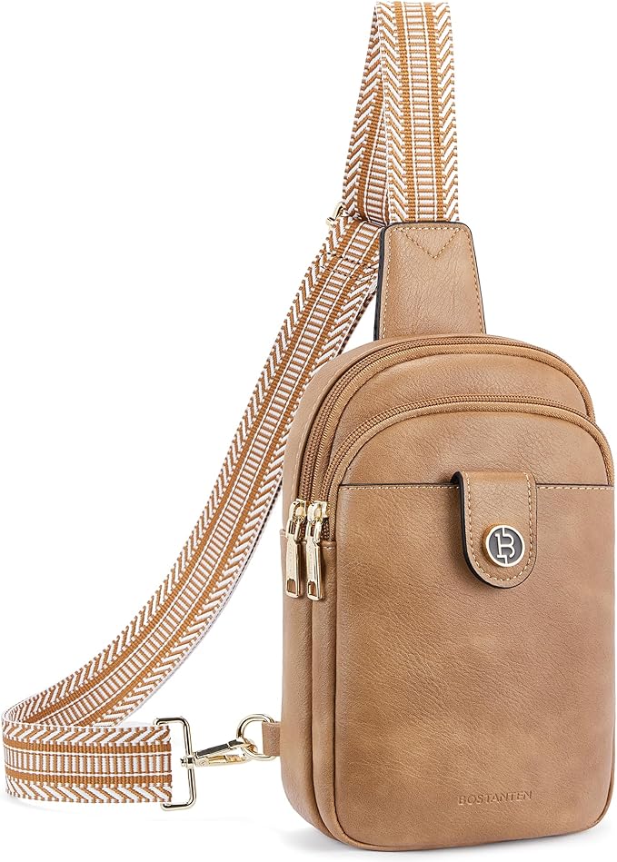 BOSTANTEN Small Sling Bag Crossbody Bags for Women Trendy Crossbody Purse Leather Chest Bag