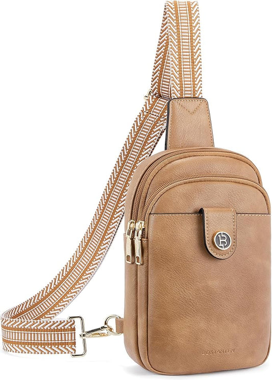 BOSTANTEN Small Sling Bag Crossbody Bags for Women Trendy Crossbody Purse Leather Chest Bag