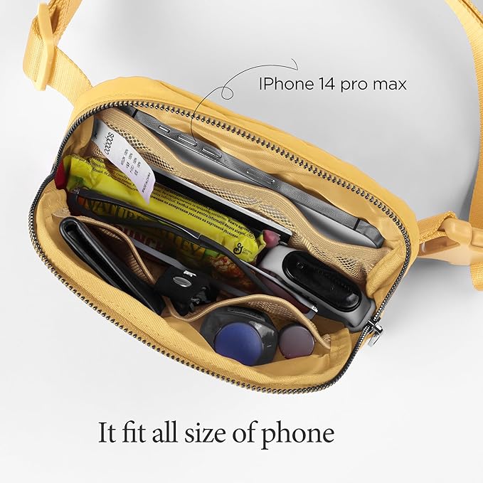 ODODOS Unisex Mini Belt Bag with Adjustable Strap Small Fanny Pack for Workout Running Traveling Hiking, Buff Yellow