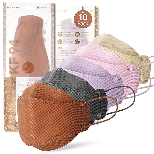 AIRAID-KF94 [Individually Wrapped] - Made in Korea, 3D Multicolor Packs, Face Protective Mask, Adult and Older Teens (Multicolor-10P)