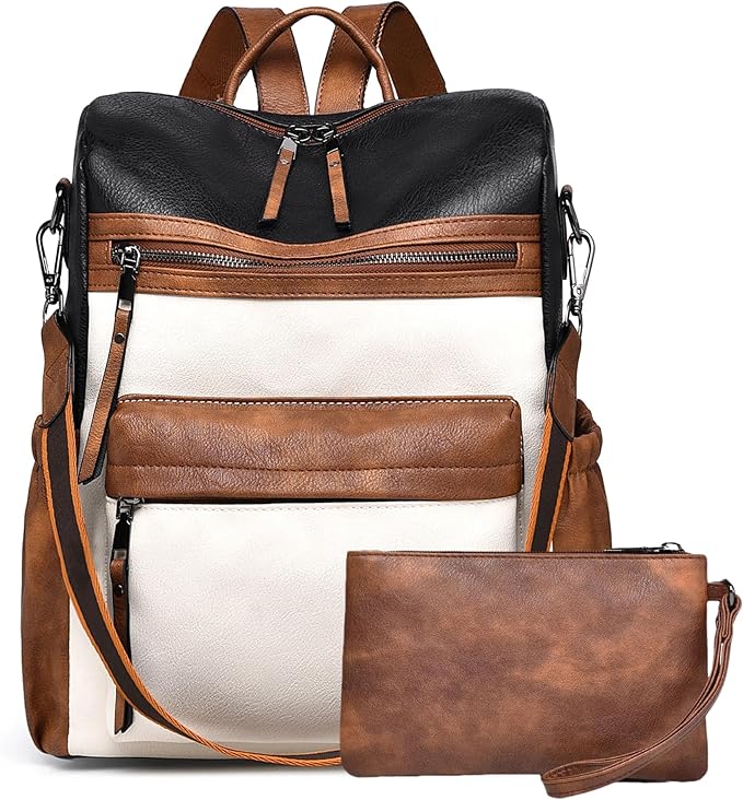 Dora & Liz Womens Backpack Purse Leather Fashion Travel Backpack Purse for Women Designer Ladies Shoulder Bags with Wristlet