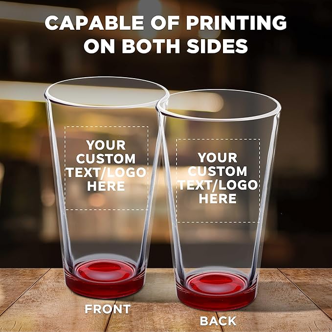 Custom Libbey Pint Glass 16 oz. Set of 50, Personalized Bulk Pack - Beer Glasses, Heavy Duty Drinkware - Red
