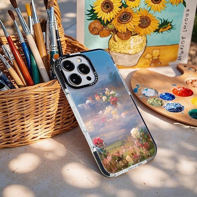 for iPhone 14 Pro Max Case, Impressionist Floral Landscape Pattern, Military-Grade Drop Protection, Cute Soft Slim TPU Protective Cover with Camera Lens Protection for Women & Girls