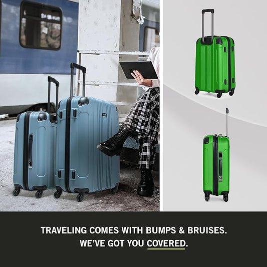 Kenneth Cole REACTION Out of Bounds Lightweight Hardshell 4-Wheel Spinner Luggage, Kelly Green, 28-Inch Checked